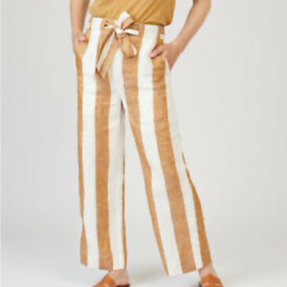 J Crew Cropped Striped Linen Pants with Belt12